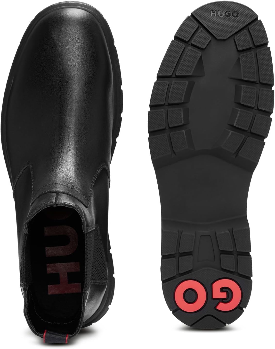 <strong>HUGO</strong><br> Мужские Ryan Cheb Chelsea Leather ботинки with Signature Sole Size — изображение 3