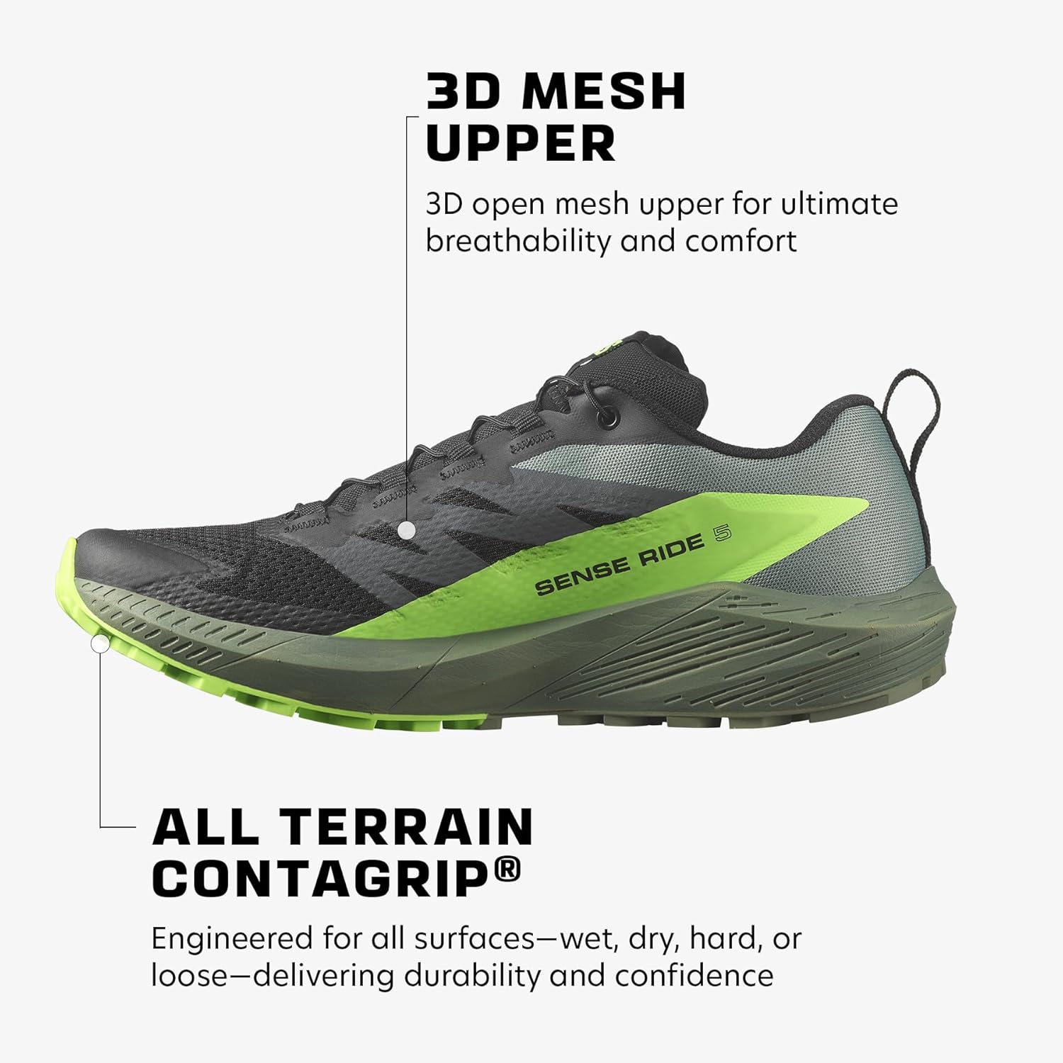 <strong>Salomon</strong><br> Sense Ride 5 Мужские беговые Grey/Fuchsia AH 2023 — изображение 3