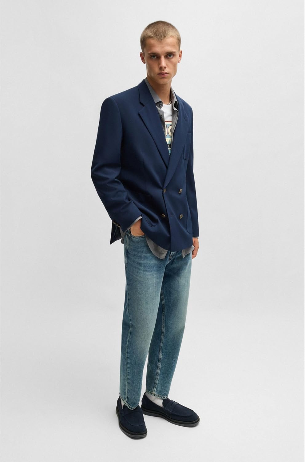 <strong>HUGO</strong><br> Мужские Chaol Mocc Suede Moccasins with Penny Loafer Detail Size — изображение 3