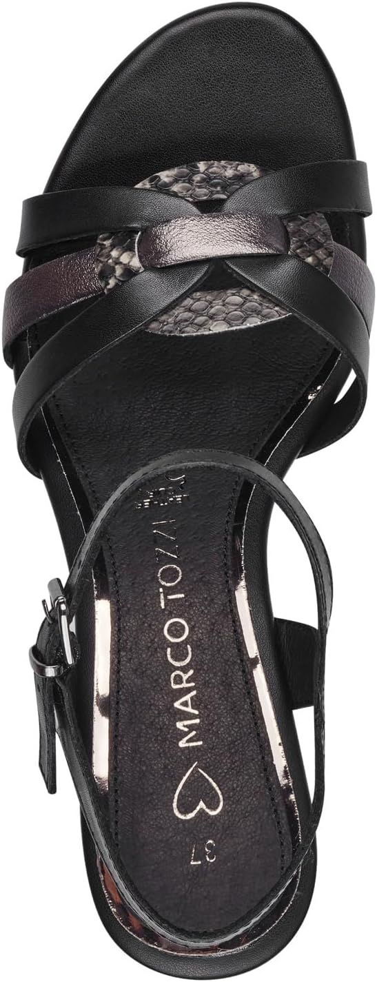<strong>MARCO TOZZI</strong><br> Женские Leather Heel Sandals with Adjustable Strap — изображение 3