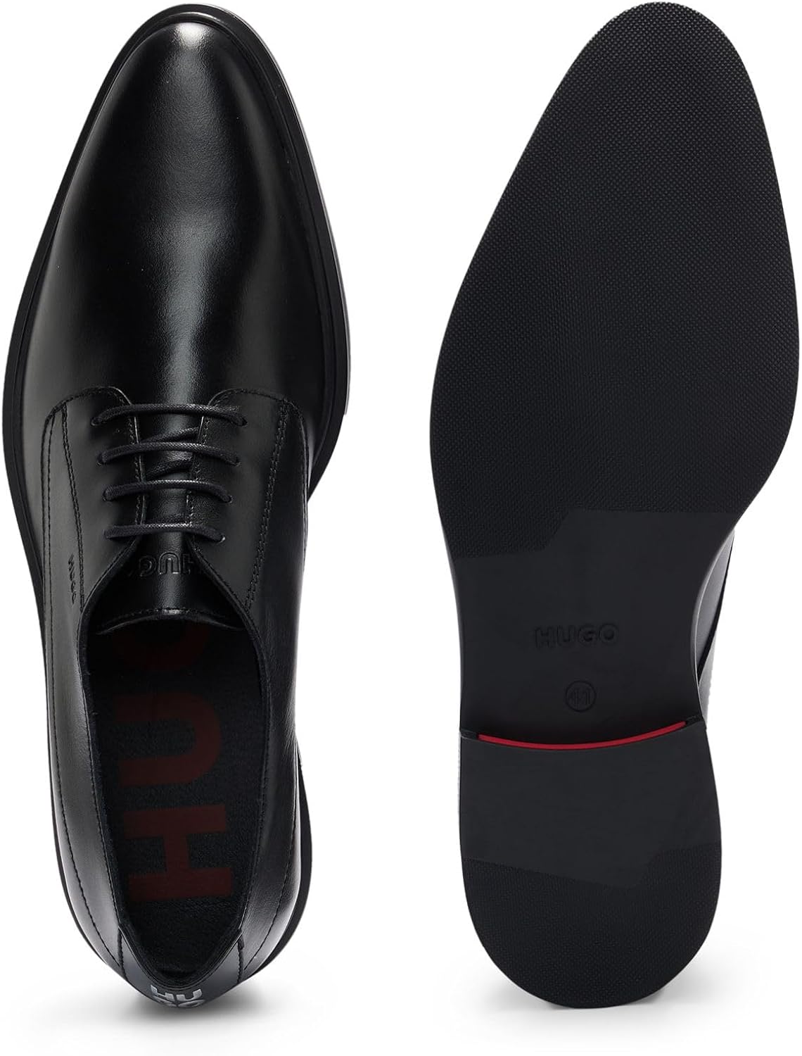 <strong>HUGO</strong><br> Мужские Kerr Derb Nappa Leather Derbys with Stack Detail Size — изображение 4