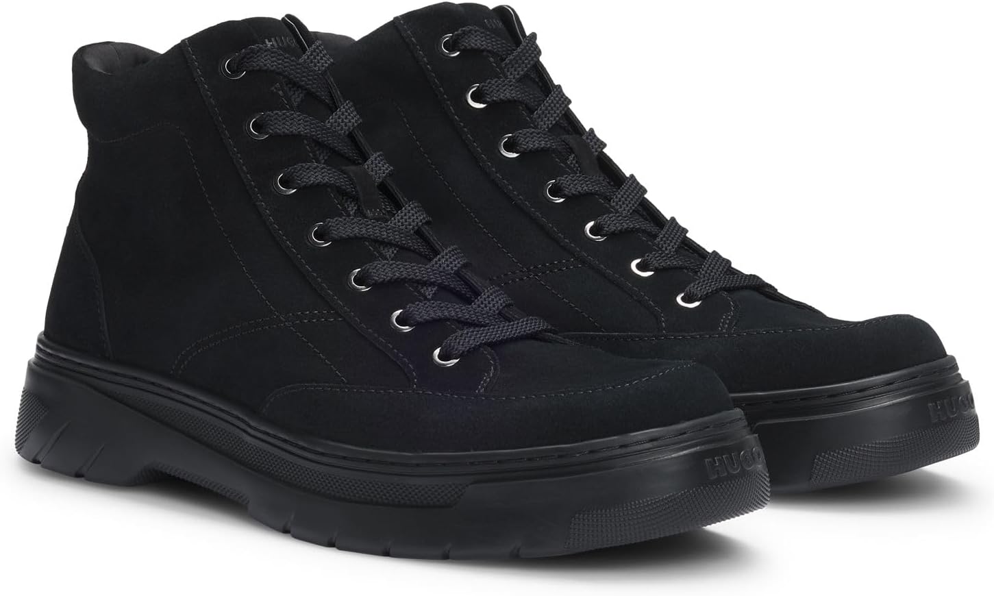 <strong>HUGO</strong><br> Men's Urian Hito Hightop Suede Boots with Stack Logo — изображение 3