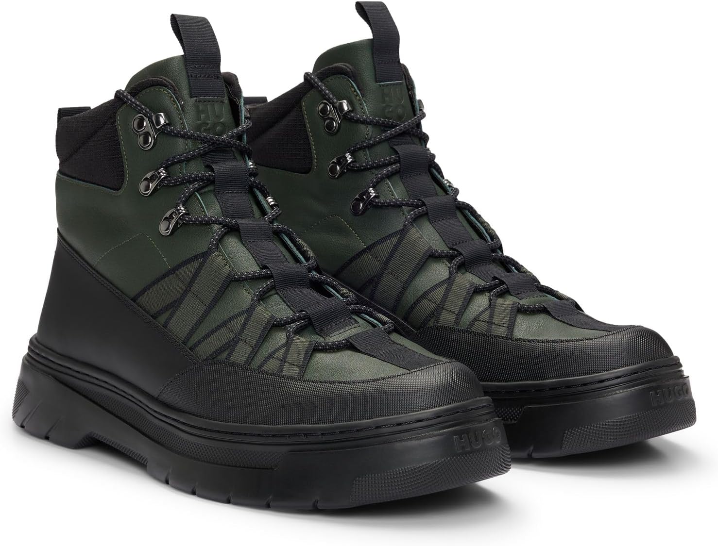 <strong>HUGO</strong><br> Мужские Urian hito Leather ботинки with Textile Trim Laces in Hiking Style — изображение 2