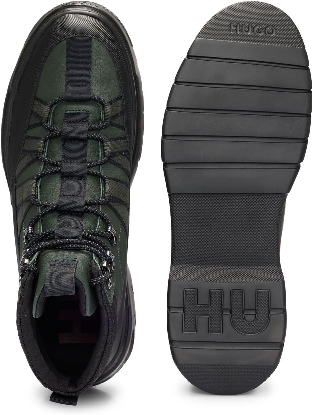 <strong>HUGO</strong><br> Мужские Urian hito Leather ботинки with Textile Trim Laces in Hiking Style — изображение 4