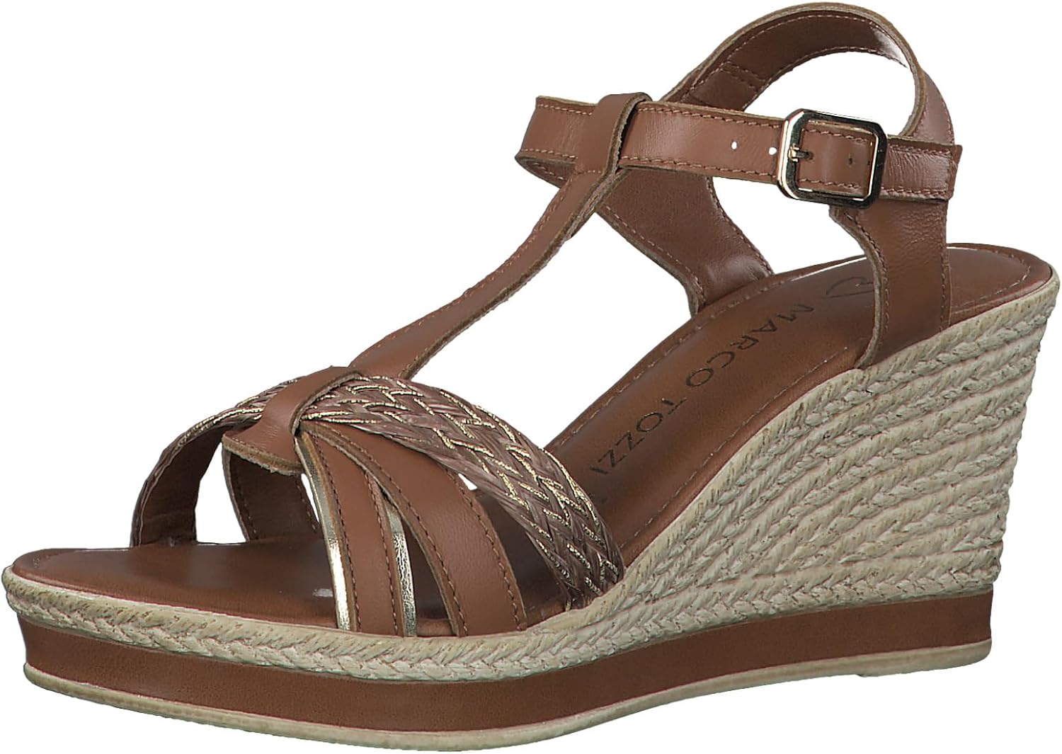 <strong>MARCO TOZZI</strong><br> Женские Leather Wedge Sandals with Adjustable Strap