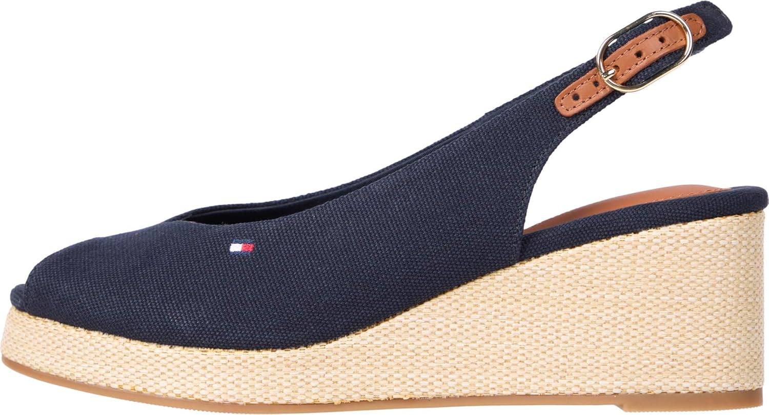 <strong>Tommy Hilfiger</strong><br> Flag Mid Wedge Espad Slin Sling Sandalette Schwarz