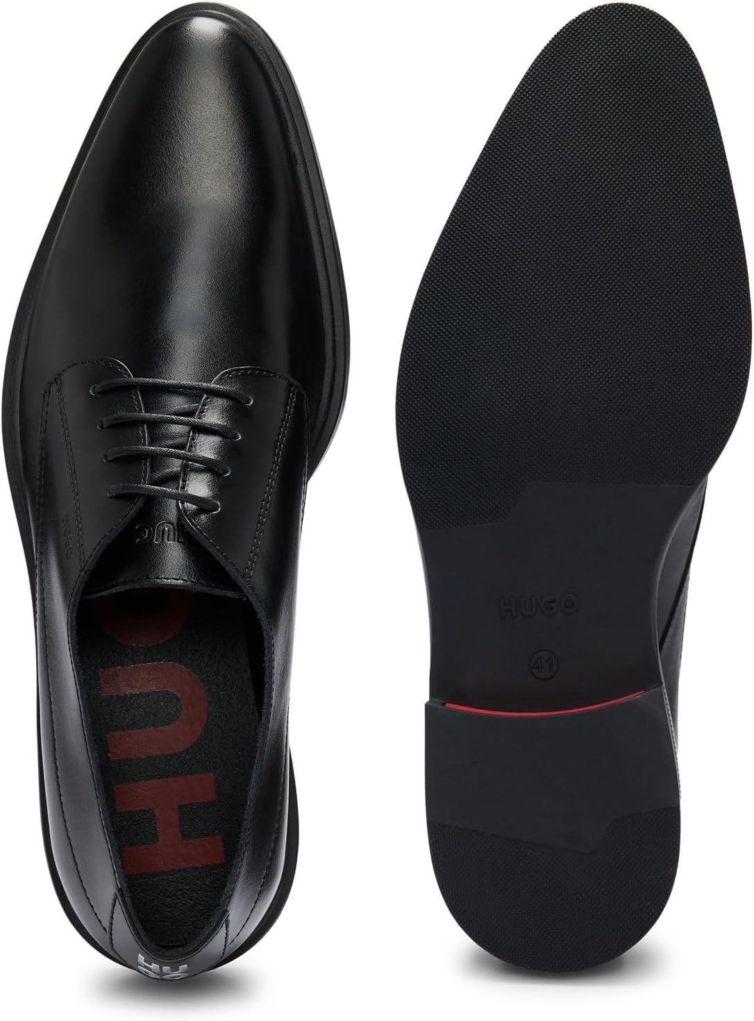 <strong>HUGO</strong><br> Мужские Kerr Derb Nappa Leather Derbys with Stack Detail Size — изображение 4